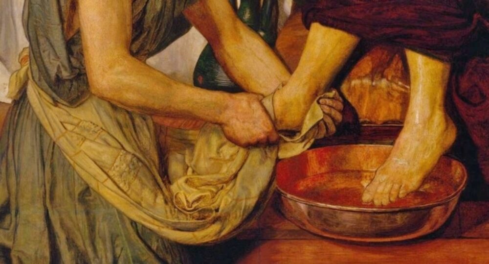 servir lavar pies Jesús el primero