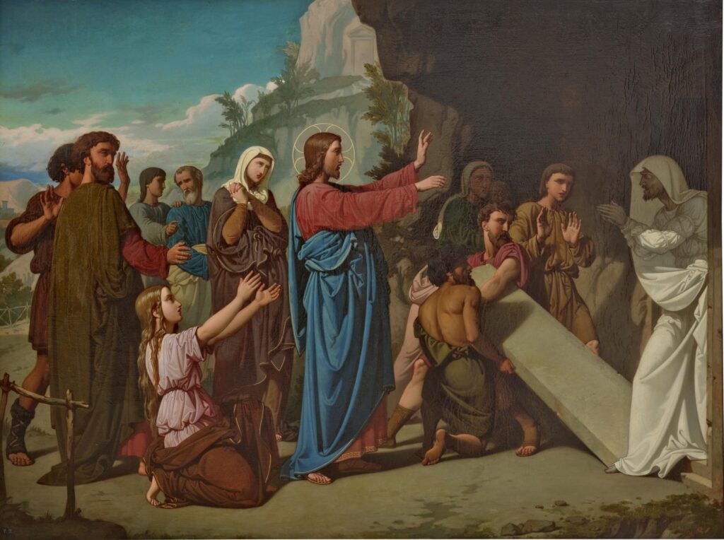 Juan de Barroeta (1835–1906) . La resurrección de Lázaro. 1855
Técnica: óleo sobre tela
Dimensiones altura: 125 cm; ancho: 167 cm Museo del Prado. Depositado en el
Museo de La Rioja. P005892 (Museo del Prado).